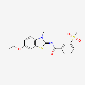 molecular formula C18H18N2O4S2 B2951528 (E)-N-(6-ethoxy-3-methylbenzo[d]thiazol-2(3H)-ylidene)-3-(methylsulfonyl)benzamide CAS No. 896284-57-4