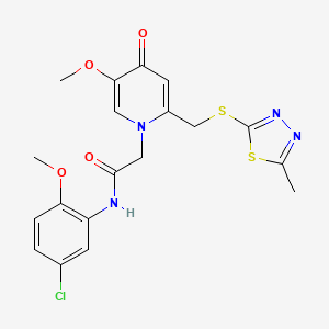molecular formula C19H19ClN4O4S2 B2951532 N-(5-chloro-2-methoxyphenyl)-2-(5-methoxy-2-(((5-methyl-1,3,4-thiadiazol-2-yl)thio)methyl)-4-oxopyridin-1(4H)-yl)acetamide CAS No. 933252-92-7