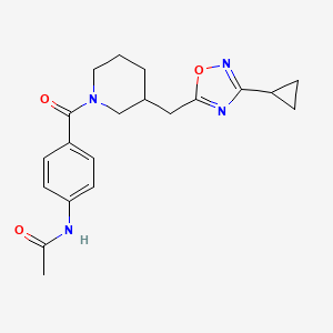 N-(4-(3-((3-cyclopropyl-1,2,4-oxadiazol-5-yl)methyl)piperidine-1-carbonyl)phenyl)acetamide