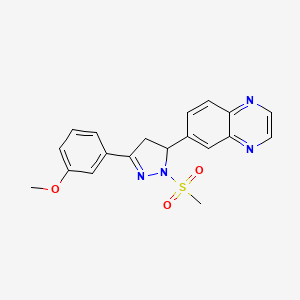 molecular formula C19H18N4O3S B2951535 6-(3-(3-甲氧基苯基)-1-(甲基磺酰基)-4,5-二氢-1H-吡唑-5-基)喹喔啉 CAS No. 941913-18-4