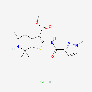 methyl 5,5,7,7-tetramethyl-2-(1-methyl-1H-pyrazole-3-amido)-4H,5H,6H,7H-thieno[2,3-c]pyridine-3-carboxylate hydrochloride