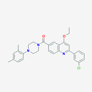 molecular formula C30H30ClN3O2 B2951558 2-(3-Chlorophenyl)-6-{[4-(2,4-dimethylphenyl)piperazin-1-yl]carbonyl}-4-ethoxyquinoline CAS No. 1114833-67-8