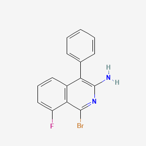 molecular formula C15H10BrFN2 B2951572 1-Bromo-8-fluoro-4-phenyl-3-isoquinolinamine CAS No. 338761-90-3