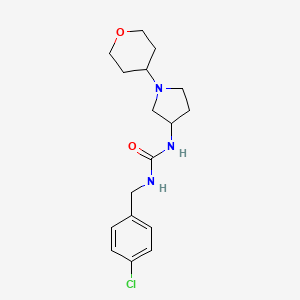 molecular formula C17H24ClN3O2 B2951578 1-[(4-Chlorophenyl)methyl]-3-[1-(oxan-4-yl)pyrrolidin-3-yl]urea CAS No. 2415456-55-0
