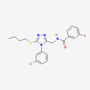 molecular formula C20H20ClFN4OS B2951579 N-[[5-butylsulfanyl-4-(3-chlorophenyl)-1,2,4-triazol-3-yl]methyl]-3-fluorobenzamide CAS No. 391914-58-2
