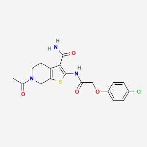 molecular formula C18H18ClN3O4S B2951603 6-Acetyl-2-(2-(4-chlorophenoxy)acetamido)-4,5,6,7-tetrahydrothieno[2,3-c]pyridine-3-carboxamide CAS No. 864857-81-8