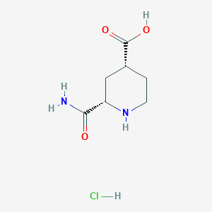 molecular formula C7H13ClN2O3 B2951622 (2S,4R)-2-Carbamoylpiperidine-4-carboxylic acid;hydrochloride CAS No. 2227686-19-1