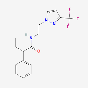 molecular formula C16H18F3N3O B2951634 2-phenyl-N-(2-(3-(trifluoromethyl)-1H-pyrazol-1-yl)ethyl)butanamide CAS No. 1448136-87-5