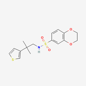 molecular formula C16H19NO4S2 B2951635 N-(2-methyl-2-(thiophen-3-yl)propyl)-2,3-dihydrobenzo[b][1,4]dioxine-6-sulfonamide CAS No. 2319875-35-7