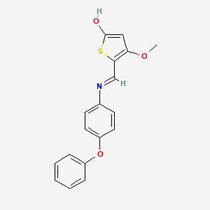 molecular formula C18H15NO3S B2951646 4-Methoxy-5-((4-phenoxyanilino)methylene)-2(5H)-thiophenone CAS No. 338395-10-1