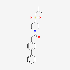 molecular formula C23H29NO3S B2951647 2-([1,1'-Biphenyl]-4-yl)-1-(4-(isobutylsulfonyl)piperidin-1-yl)ethanone CAS No. 1797341-65-1