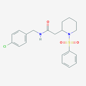 molecular formula C20H23ClN2O3S B2951652 N-(4-chlorobenzyl)-2-(1-(phenylsulfonyl)piperidin-2-yl)acetamide CAS No. 1021117-71-4