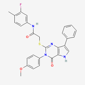 molecular formula C28H23FN4O3S B2951661 N-(3-fluoro-4-methylphenyl)-2-((3-(4-methoxyphenyl)-4-oxo-7-phenyl-4,5-dihydro-3H-pyrrolo[3,2-d]pyrimidin-2-yl)thio)acetamide CAS No. 2034314-52-6