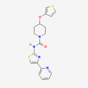 molecular formula C18H18N4O2S2 B2951663 N-(4-(pyridin-2-yl)thiazol-2-yl)-4-(thiophen-3-yloxy)piperidine-1-carboxamide CAS No. 2034429-14-4
