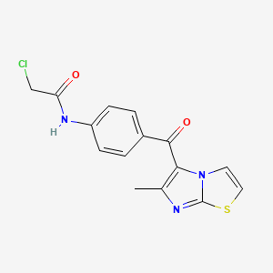 molecular formula C15H12ClN3O2S B2951669 2-Chloro-N-[4-(6-methylimidazo[2,1-b][1,3]thiazole-5-carbonyl)phenyl]acetamide CAS No. 2411217-68-8