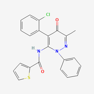 molecular formula C22H16ClN3O2S B2951671 N-[4-(2-chlorophenyl)-6-methyl-5-oxo-2-phenylpyridazin-3-yl]thiophene-2-carboxamide CAS No. 885172-51-0