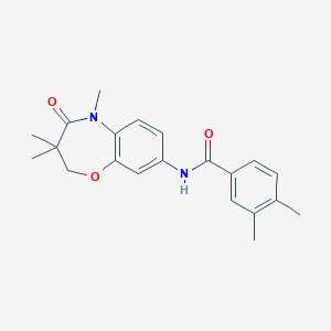 molecular formula C21H24N2O3 B2951682 3,4-dimethyl-N-(3,3,5-trimethyl-4-oxo-2,3,4,5-tetrahydrobenzo[b][1,4]oxazepin-8-yl)benzamide CAS No. 921560-81-8