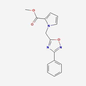 molecular formula C15H13N3O3 B2951696 methyl 1-[(3-phenyl-1,2,4-oxadiazol-5-yl)methyl]-1H-pyrrole-2-carboxylate CAS No. 1986486-46-7