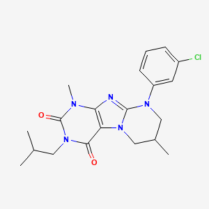 molecular formula C20H24ClN5O2 B2951700 9-(3-chlorophenyl)-3-isobutyl-1,7-dimethyl-6,7,8,9-tetrahydropyrimido[2,1-f]purine-2,4(1H,3H)-dione CAS No. 877617-65-7