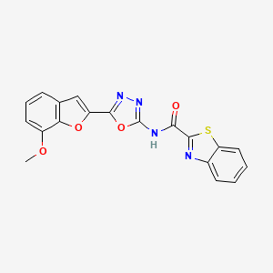 molecular formula C19H12N4O4S B2951701 N-(5-(7-methoxybenzofuran-2-yl)-1,3,4-oxadiazol-2-yl)benzo[d]thiazole-2-carboxamide CAS No. 922069-87-2