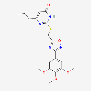 molecular formula C19H22N4O5S B2951706 6-Propyl-2-({[3-(3,4,5-trimethoxyphenyl)-1,2,4-oxadiazol-5-yl]methyl}sulfanyl)-4-pyrimidinol CAS No. 946215-54-9