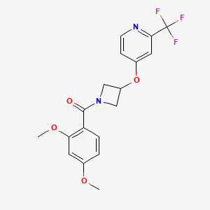 molecular formula C18H17F3N2O4 B2951709 (2,4-Dimethoxyphenyl)-[3-[2-(trifluoromethyl)pyridin-4-yl]oxyazetidin-1-yl]methanone CAS No. 2380142-81-2