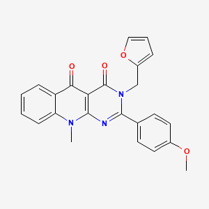 molecular formula C24H19N3O4 B2951742 3-(furan-2-ylmethyl)-2-(4-methoxyphenyl)-10-methylpyrimido[4,5-b]quinoline-4,5(3H,10H)-dione CAS No. 883957-66-2