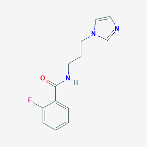 molecular formula C13H14FN3O B295175 2-fluoro-N-[3-(1H-imidazol-1-yl)propyl]benzamide 