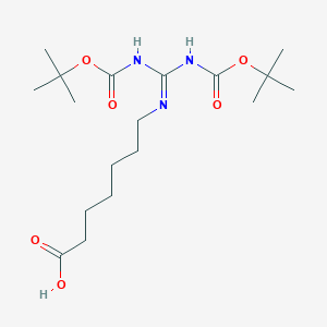 B2951758 7-[Bis[(2-methylpropan-2-yl)oxycarbonylamino]methylideneamino]heptanoic acid CAS No. 181483-09-0