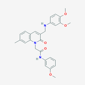 2-(3-(((3,4-dimethoxyphenyl)amino)methyl)-7-methyl-2-oxoquinolin-1(2H)-yl)-N-(3-methoxyphenyl)acetamide