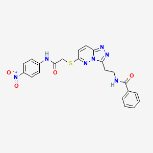 molecular formula C22H19N7O4S B2951892 N-(2-(6-((2-((4-nitrophenyl)amino)-2-oxoethyl)thio)-[1,2,4]triazolo[4,3-b]pyridazin-3-yl)ethyl)benzamide CAS No. 872994-09-7