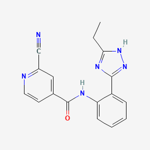 molecular formula C17H14N6O B2951895 2-Cyano-N-[2-(5-ethyl-1H-1,2,4-triazol-3-yl)phenyl]pyridine-4-carboxamide CAS No. 2305281-03-0