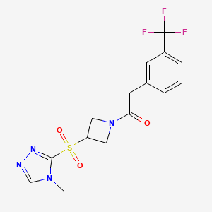 molecular formula C15H15F3N4O3S B2951902 1-(3-((4-methyl-4H-1,2,4-triazol-3-yl)sulfonyl)azetidin-1-yl)-2-(3-(trifluoromethyl)phenyl)ethanone CAS No. 2034356-98-2