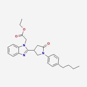 molecular formula C25H29N3O3 B2951903 Ethyl 2-{2-[1-(4-butylphenyl)-5-oxopyrrolidin-3-yl]benzimidazolyl}acetate CAS No. 915188-24-8