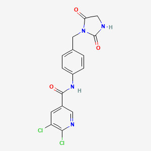 molecular formula C16H12Cl2N4O3 B2951905 5,6-dichloro-N-{4-[(2,5-dioxoimidazolidin-1-yl)methyl]phenyl}pyridine-3-carboxamide CAS No. 1031123-15-5