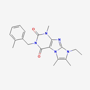 molecular formula C20H23N5O2 B2951923 6-Ethyl-4,7,8-trimethyl-2-[(2-methylphenyl)methyl]purino[7,8-a]imidazole-1,3-dione CAS No. 878412-56-7