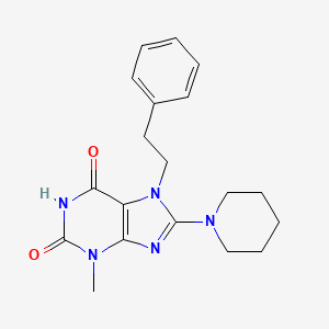 molecular formula C19H23N5O2 B2951924 3-methyl-7-phenethyl-8-(piperidin-1-yl)-1H-purine-2,6(3H,7H)-dione CAS No. 313230-33-0