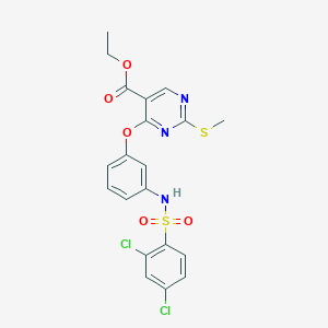molecular formula C20H17Cl2N3O5S2 B2951927 Ethyl 4-(3-{[(2,4-dichlorophenyl)sulfonyl]amino}phenoxy)-2-(methylsulfanyl)-5-pyrimidinecarboxylate CAS No. 478065-36-0