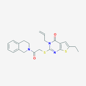 molecular formula C22H23N3O2S2 B295196 3-allyl-2-{[2-(3,4-dihydro-2(1H)-isoquinolinyl)-2-oxoethyl]thio}-6-ethylthieno[2,3-d]pyrimidin-4(3H)-one 