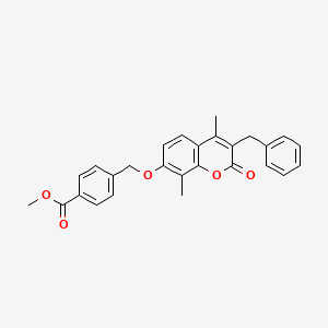 molecular formula C27H24O5 B2951960 methyl 4-{[(3-benzyl-4,8-dimethyl-2-oxo-2H-chromen-7-yl)oxy]methyl}benzoate CAS No. 374762-51-3