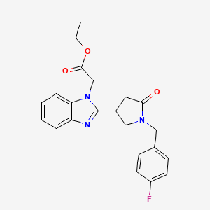 molecular formula C22H22FN3O3 B2951961 ethyl {2-[1-(4-fluorobenzyl)-5-oxopyrrolidin-3-yl]-1H-benzimidazol-1-yl}acetate CAS No. 890642-38-3
