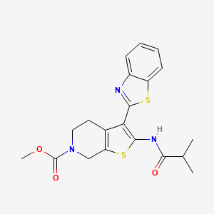 molecular formula C20H21N3O3S2 B2951973 methyl 3-(benzo[d]thiazol-2-yl)-2-isobutyramido-4,5-dihydrothieno[2,3-c]pyridine-6(7H)-carboxylate CAS No. 886951-87-7