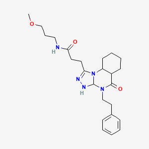 molecular formula C24H27N5O3 B2951977 N-(3-methoxypropyl)-3-[5-oxo-4-(2-phenylethyl)-4H,5H-[1,2,4]triazolo[4,3-a]quinazolin-1-yl]propanamide CAS No. 902963-28-4