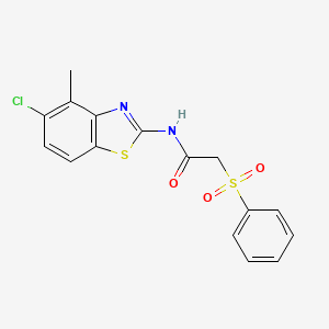molecular formula C16H13ClN2O3S2 B2951986 2-(benzenesulfonyl)-N-(5-chloro-4-methyl-1,3-benzothiazol-2-yl)acetamide CAS No. 895465-49-3