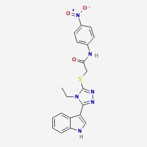 molecular formula C20H18N6O3S B2951993 2-((4-ethyl-5-(1H-indol-3-yl)-4H-1,2,4-triazol-3-yl)thio)-N-(4-nitrophenyl)acetamide CAS No. 852143-98-7