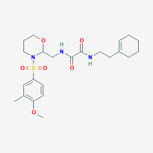 molecular formula C23H33N3O6S B2952000 N1-(2-(cyclohex-1-en-1-yl)ethyl)-N2-((3-((4-methoxy-3-methylphenyl)sulfonyl)-1,3-oxazinan-2-yl)methyl)oxalamide CAS No. 872986-18-0