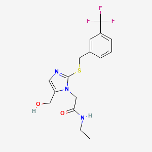 N-ethyl-2-(5-(hydroxymethyl)-2-((3-(trifluoromethyl)benzyl)thio)-1H-imidazol-1-yl)acetamide