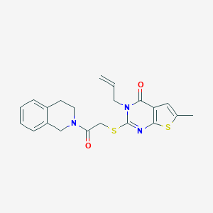 molecular formula C21H21N3O2S2 B295201 3-allyl-2-{[2-(3,4-dihydro-2(1H)-isoquinolinyl)-2-oxoethyl]thio}-6-methylthieno[2,3-d]pyrimidin-4(3H)-one 