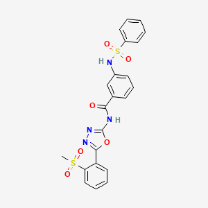 molecular formula C22H18N4O6S2 B2952016 3-benzenesulfonamido-N-[5-(2-methanesulfonylphenyl)-1,3,4-oxadiazol-2-yl]benzamide CAS No. 886926-80-3