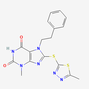 3-methyl-8-((5-methyl-1,3,4-thiadiazol-2-yl)thio)-7-phenethyl-1H-purine-2,6(3H,7H)-dione